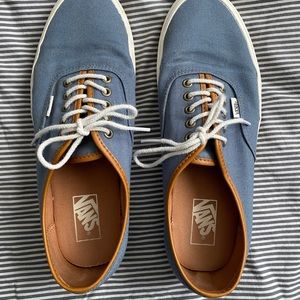 Mens Vans 11.5 Dusty Blue with Leather Piping. Barely worn!